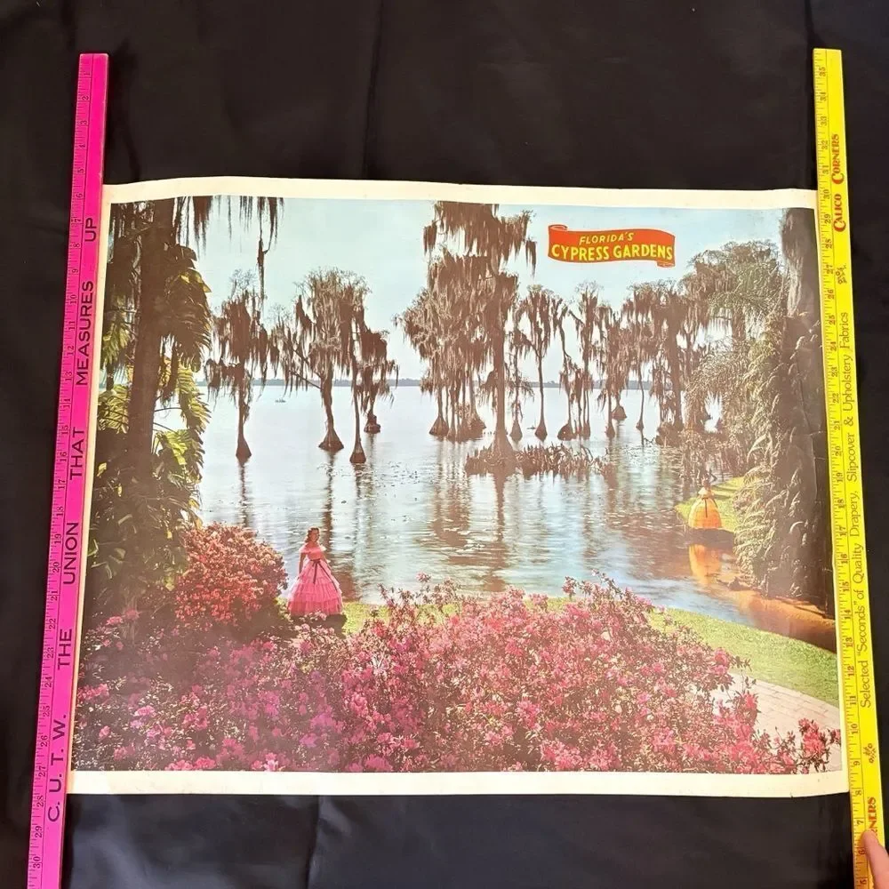 Vintage Florida Cypress Gardens Poster Southern Belle Spanish Moss Art Poster